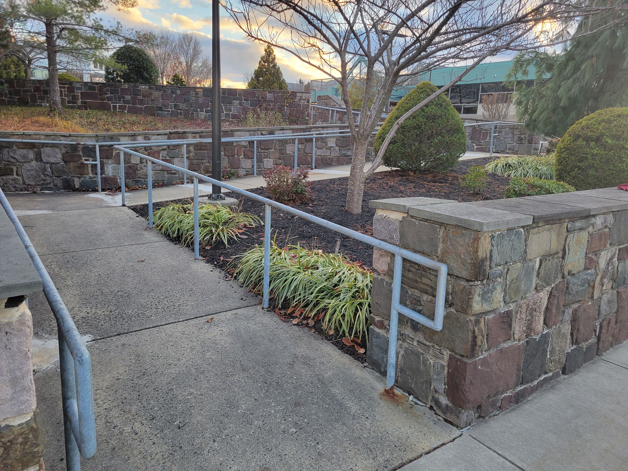 Handicap ramp near police entrance to municipal building